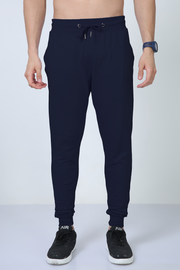 Premium Unisex Joggers | 260 GSM Cotton | Derby Ribbed Waist & Cuffs | Bio-Washed | Navy Blue