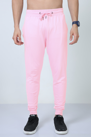 Premium Unisex Joggers | 260 GSM Cotton | Derby Ribbed Waist & Cuffs | Bio-Washed | Light Pink